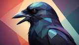 Fototapeta Perspektywa 3d - Beautiful abstract geometric crow concept, contemporary colors and mood social background created with generative ai.