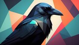 Fototapeta Perspektywa 3d - Beautiful abstract geometric crow concept, contemporary colors and mood social background created with generative ai.