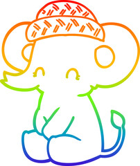 rainbow gradient line drawing cartoon cute elephant