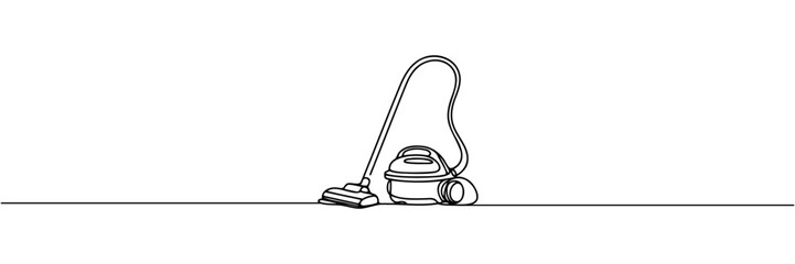 Wall Mural - One continuous line drawing of electric vacuum cleaner home appliance. vector illustration.