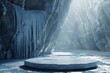 Ice background podium cold winter snow  background 3d product platform floor frozen mountain iceberg. Podium glacier cool ice background stage landscape display icy stand 3d water 