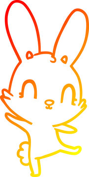warm gradient line drawing cute cartoon rabbit dancing