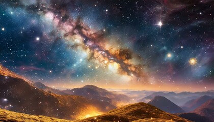 Wall Mural - An enchanting background depicting the vast expanse of space with swirling galaxies and twin