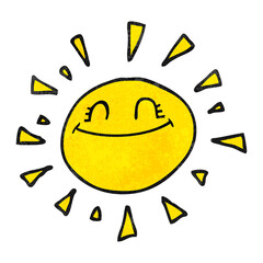 Wall Mural - happy textured cartoon sun