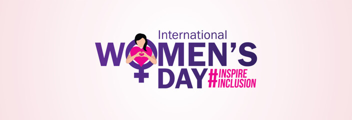 Wall Mural - International women's day concept poster. Woman sign illustration background. 2024 women's day campaign theme- #InspireInclusion