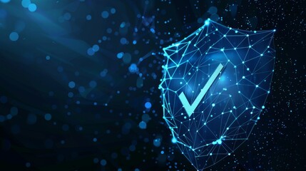 Poster - Polygonal wireframe mesh art depicts constellations on dark blue night skies with dots and stars. Illustration or background for security, safe, privacy or other concepts.