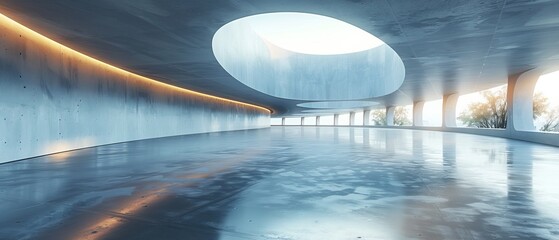 Poster - Render of abstract modern architecture with concrete floor, car presentation background.