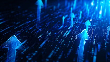 Aufkleber - Business development progress, high results, investment growth, financial company stats, on a deep blue background.