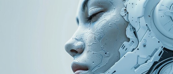 Aufkleber - Stylish and handsome cyborg man in profile / Stylish and handsome cyborg man