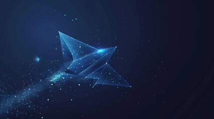 Aufkleber - You can achieve your dreams. Low poly paper airplane with motivational slogan on dark blue with dots and stars. Dream, freedom, inspiration and positive concept illustration.