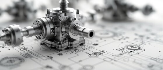Leinwandbilder - Drawing 3D models of abstract details in the CAD system interface. Design and engineering of parts using digital software. Abstract industrial technology background. Computer technology in the future.