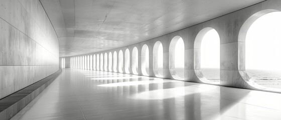 Fototapete - A white space architecture abstract, a perspective on future building design