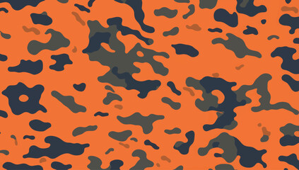 Wall Mural - Orange military camouflage seamless pattern. Army camo texture for seamless wallpaper. Vector design.