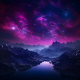 Fototapeta Góry - Elevated 8K photography resplendent purple galaxy views



