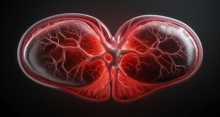 Canvas Print -  3D rendering of a heart with visible blood vessels