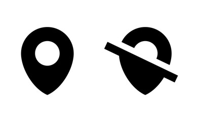 Poster - black location pointer pin or you are here on off marker hotspot symbol sign icon set. vector image.