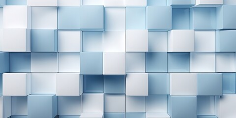 Poster - Light White-Blue Blocks Wall Background