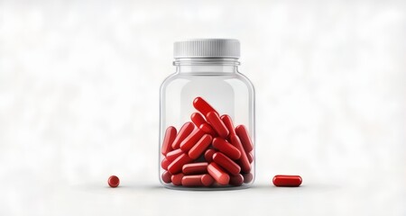 Sticker -  Red capsules in a glass bottle