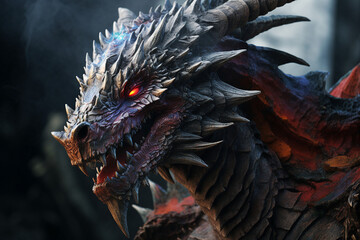 Wall Mural - digital generative ai collage picture of dangerous dragon with powerful magical powers