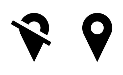 Poster - black location pointer pin or you are here on off marker hotspot symbol sign icon set. vector image.