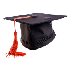 A black graduation cap with a red tassel Isolated on transparent background, PNG