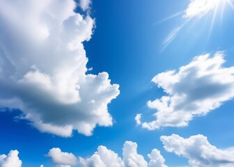 Sticker - blue sky with white cloud summer background