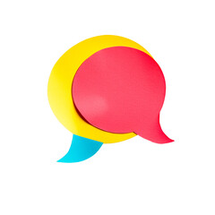 Poster - A red and yellow paper with two speech bubbles on it Isolated on transparent background, PNG