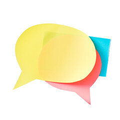 Poster - A red and yellow paper with two speech bubbles on it Isolated on transparent background, PNG