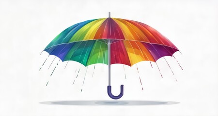 Wall Mural -  Rainbow Umbrella - A splash of color in the rain