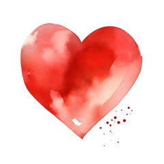 Wall Mural - Watercolor red heart  isolated on transparent background