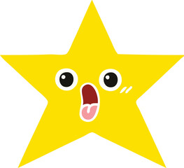 flat color retro cartoon gold star