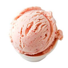 Wall Mural - A scoop of pink ice cream in a white bowl Isolated on transparent background, PNG