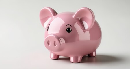  Cute pink piggy bank, ready to save!