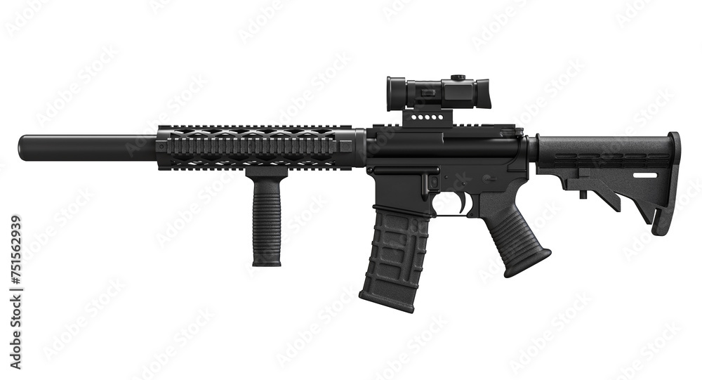 Tactical Asssault Rifle Modern tactical assault rifle isolated on white Stock Photo | Adobe Stock