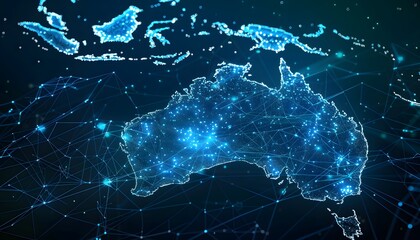Aufkleber - abstract map of the Australia, global network and connectivity concept.