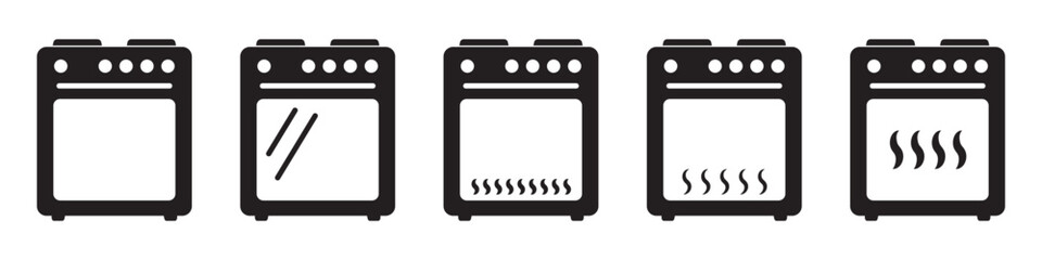 Stove oven icon, vector gas stove. Kitchen cooking appliance. Vector illustration.