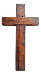 Wall Mural - A old wooden cross. The cross is a symbol of Christianity Isolated on transparent background, PNG