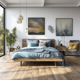 Fototapeta Krajobraz - modern living room with bed