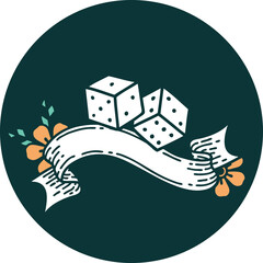 Sticker - icon with banner of lucky dice