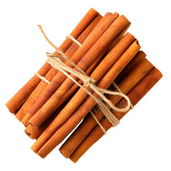 Wall Mural - A bunch of cinnamon sticks are tied together Isolated on transparent background, PNG