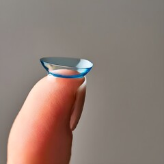 Wall Mural - Close-Up of a Single Contact Lens Balanced on a Persons Finger