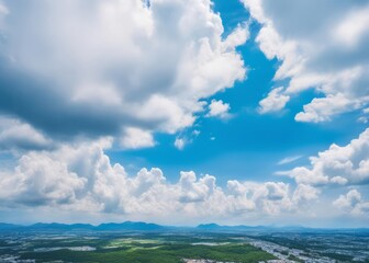 Poster - Anime blue sky with white cloud background