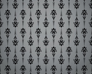 Flower geometric pattern. Seamless vector background. Black and gray ornament. Ornament for fabric, wallpaper, packaging. Decorative print