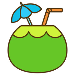 Poster - coconut drink cartoon illustration