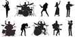silhouettes of people musician