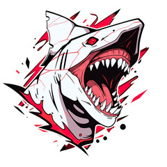 Wall Mural - t-shirt design sticker icon logo shark mask character scary, sticker