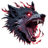 Fototapeta  - scary character icon logo wolf transparent background, csary