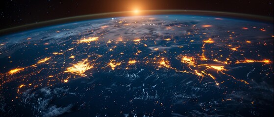 Poster - This is an image depicting communication technology for the internet business. The Global World Network and Telecom on Earth and the Internet of Things.