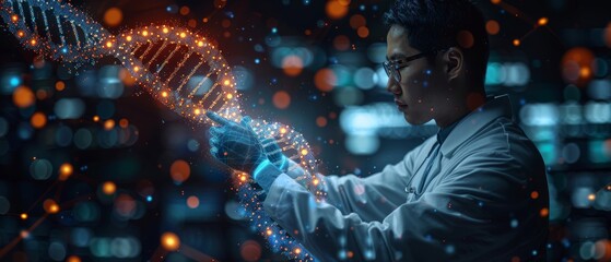 Poster - An electronic medical record, a doctor touching a medical global network, a doctor using a virtual interface, and a doctor promoting medical technology and innovation.