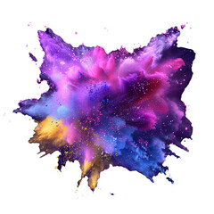 Aufkleber - Color explosion of Holi paint powder on dark transparent background, spring holiday paint splash isolated on blue, pink and purple.This is a decorative element for Indian festivals.